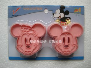 Set Mickey Mouse & Minnie Cookie Cutter Mold + Stamp