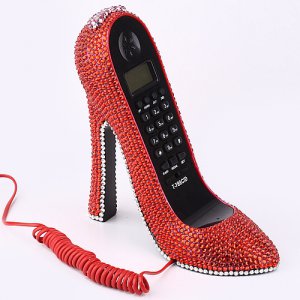 Crystal Rhinestone High Heel Shoe Telephone Unique