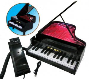 Piano Shaped Telephone Unique Flash Eye Black