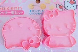 Set of 2 Hello Kitty Cat Cookie Cutter Mold + Stamp