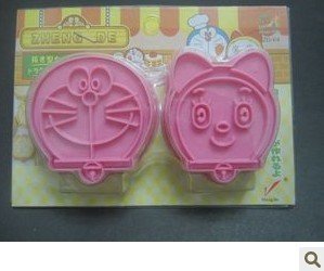 Set of 2 Doraemon Cat Cookie Cutter Mold + Stamp