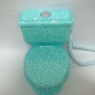 Crystal Rhinestone Toilet Telephone Unique Green
