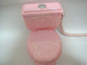 Crystal Rhinestone Toilet Telephone Unique PINK