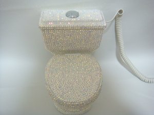 Crystal Rhinestone Toilet Telephone Unique WHITE