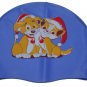Kid Swimming Pool Dog Swim Sliccon Fabric Cap / Bathing Cap Blue