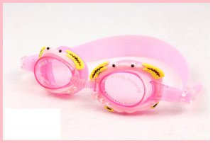 Kid Swimming Pool Crab Slicon Swim Glasses Glass Pink NIB G005