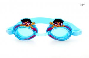 Kid Swimming Pool Slicon Swim Glasses Glass Cartoon Blue NIB G010