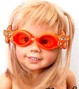 Kid Swimming Pool Seastar  Slicon Swim Glasses Glass Orange NIB G028