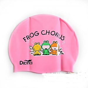 Kid Swimming Pool Frog Swim Sliccon Fabric Cap / Bathing Cap Pink S001