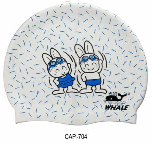 Kid Swimming Pool Rabbit Swim Sliccon Fabric Cap / Bathing Cap Pink S007