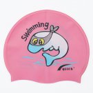 Kid Swimming Pool Dolphin Swim Sliccon Fabric Cap / Bathing Cap Pink S009
