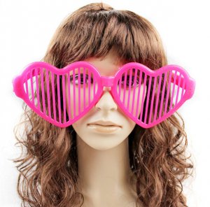 Crazy Big Specs Heart Glasses Clown Classes Costume Theatre Prop Fuschia