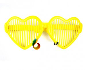 Crazy Big Specs Heart Glasses Clown Classes Costume Theatre Prop Yellow