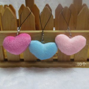 30pcs Plush Heart Love Mobile Strap for cell phone wholesale promotion party favor MB010