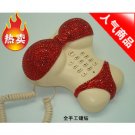 Rhinestone Crystal Bikini Novelty Retro Corded Telephone Red