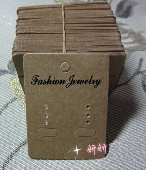 300pcs Ear Hook Earring Display Card native color 70 x 50mm