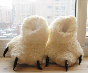 Adult Plush Monster Pola Bear Foot Paw Animal Claw Slipper white party