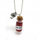 Alice in wonderland Eat me mushroom Glass vial necklace Pendant bottle necklace NW505