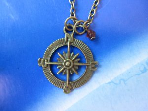 compass charm necklace pendant nautical ocean NW577