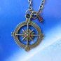compass charm necklace pendant nautical ocean NW577