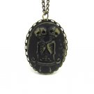 skull skeleton Steampunk necklace pendant halloween antique day of the dead NW232