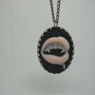 Vampire Tooth Teeth fang Steampunk necklace pendant halloween pink NW240