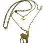 Deer necklace sparrow charm woodlands forest animal jewelry autumn NW334