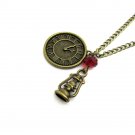 Midnight light lantern watchman clock blood red crystal necklace Pendant NW595