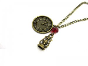 Midnight light lantern watchman clock blood red crystal necklace Pendant NW595