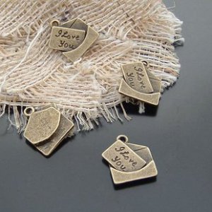 300pcs mini mail letter I love you charm Brass dollhouse miniature toy/jewelry Charm CM714