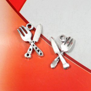Lot of 400pcs mini Spoon fork dollhouse miniature toy/jewelry Charm CM1075