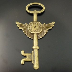 Lot of 100pcs mini brass clock wing Key dollhouse miniature toy/jewelry Charm CM1010