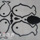 1 set 3D Solid fish wood Wall Stickers/Home black Decor