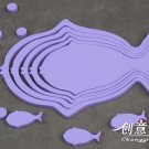 1 set 3D Solid fish wood Wall Stickers/Home purple Decor