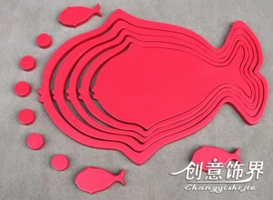1 set 3D Solid fish wood Wall Stickers/Home red Decor