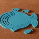 1 set 3D Solid fish wood Wall Stickers/Home blue Decor