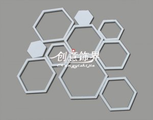 2 set 3D Solid hexagon wood Wall Stickers/Home white Decor