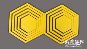 2 set 3D Solid hexagon wood Wall Stickers/Home yellow Decor
