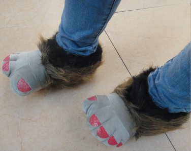 Adult Plush Monster Donkey Foot Paw Animal Claw Slipper party shoe yellow SH033