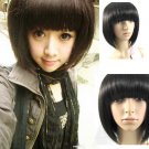 Name: Woman  Short Black Straight  Fashion  Wigs With Wig Cap WD01