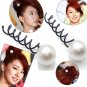2Pcs Girl's Lady Woman Artificial Pearl Spiral Headband Tie Hairpin PP38