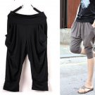 Girl's Ice Silk Stretch Harem Pants Cropped Trousers Leggings T01
