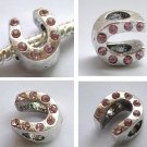 5pcs Silver Plated With Rhinestone Beads Fits Bracelet Chain P171