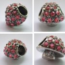 5pcs Silver Mushroom Purplish Red Beads Fits Bracelet Chain P174