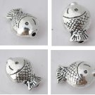 30pcss Silver Alloy Fish Beads Charm Fits Bracelet P179