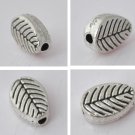 50pcs Silver Alloy Leaf Beads Charm Fits Bracelet P182