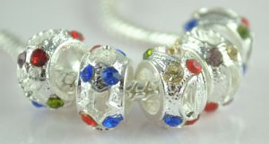5PCS Rhinestone Beads Charm Fits Bracelet P203