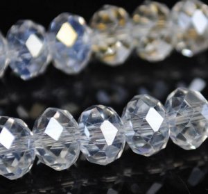 72pcs Faceted Glass Crystal White AB Beads 8mm Fits Bracelet C30