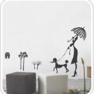 DIY Removable Wall Art Deco Decal Stickers Lady&Dog WB53 