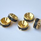100pcs Gold Plated Black Beads Charm Fits Bracelet P227